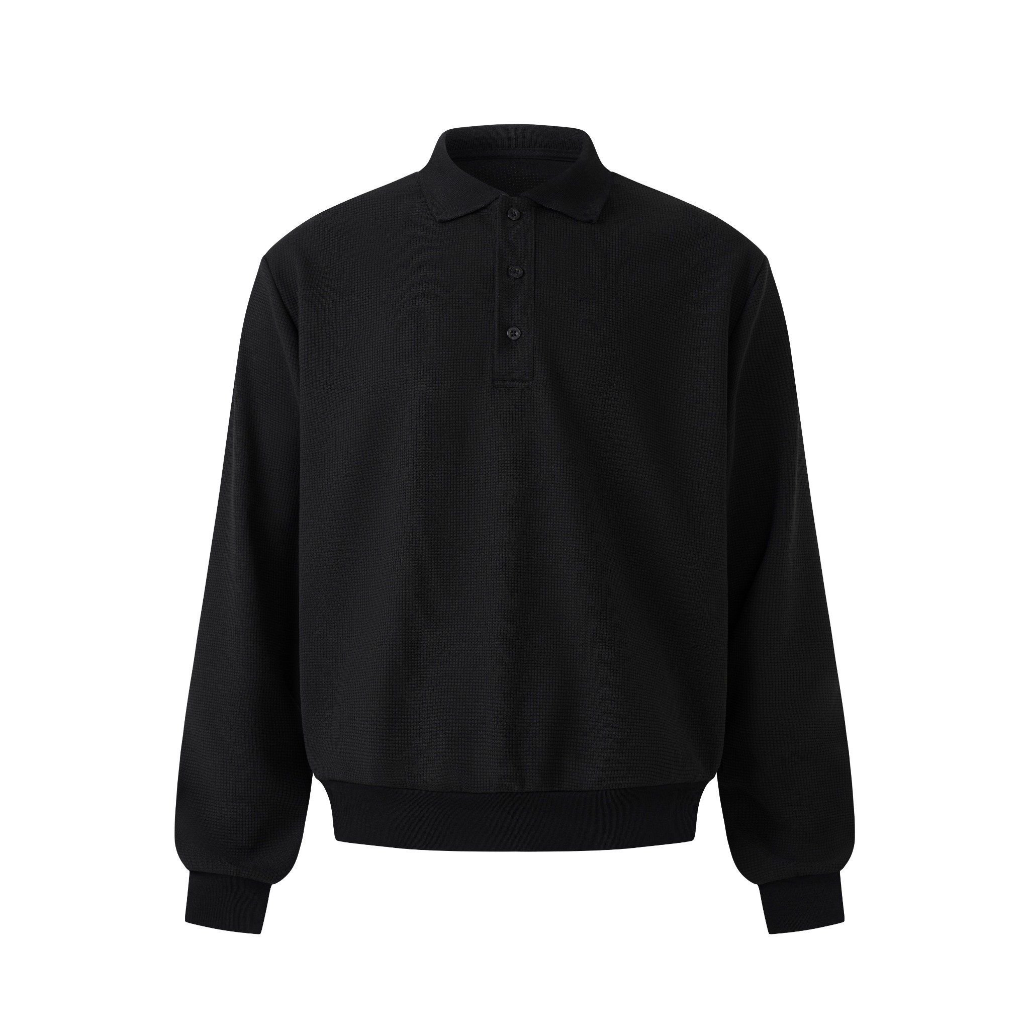 MAVERIK® WAFFLE LONGSLEEVES POLO SHIRT ( BLACK )