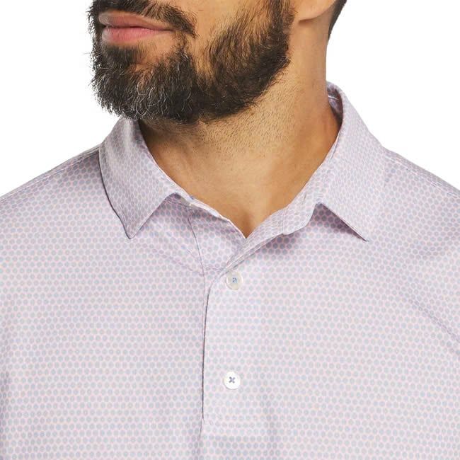 Áo golf nam tay ngắn Stellar Print Lisle White/Pink/Sky 37512 | FootJo