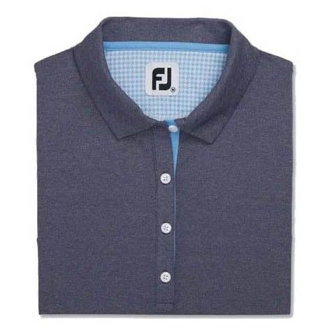 Áo golf nữ tay ngắn 87351 | Foot JoyÁo golf nữ tay ngắn Short Sleeve Houndstooth Trim Pique Shirt Navy Heather 87351 | Foot Joy
