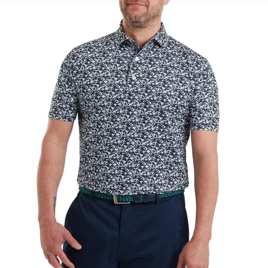 Áo Golf Tay Dài Footjoy Hidden Palm Print Lisle Self Collar 39469 |