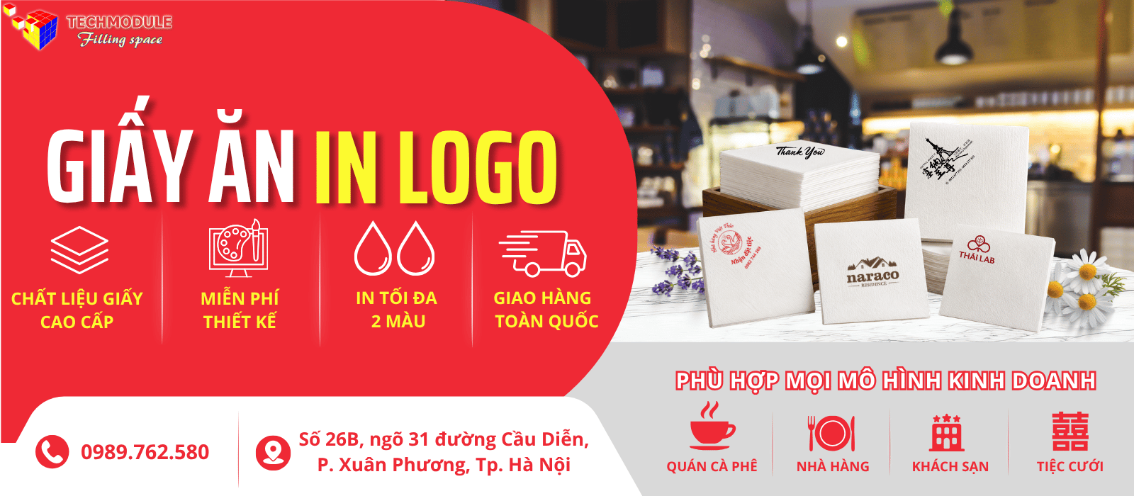 Giấy ăn in logo theo yêu cầu