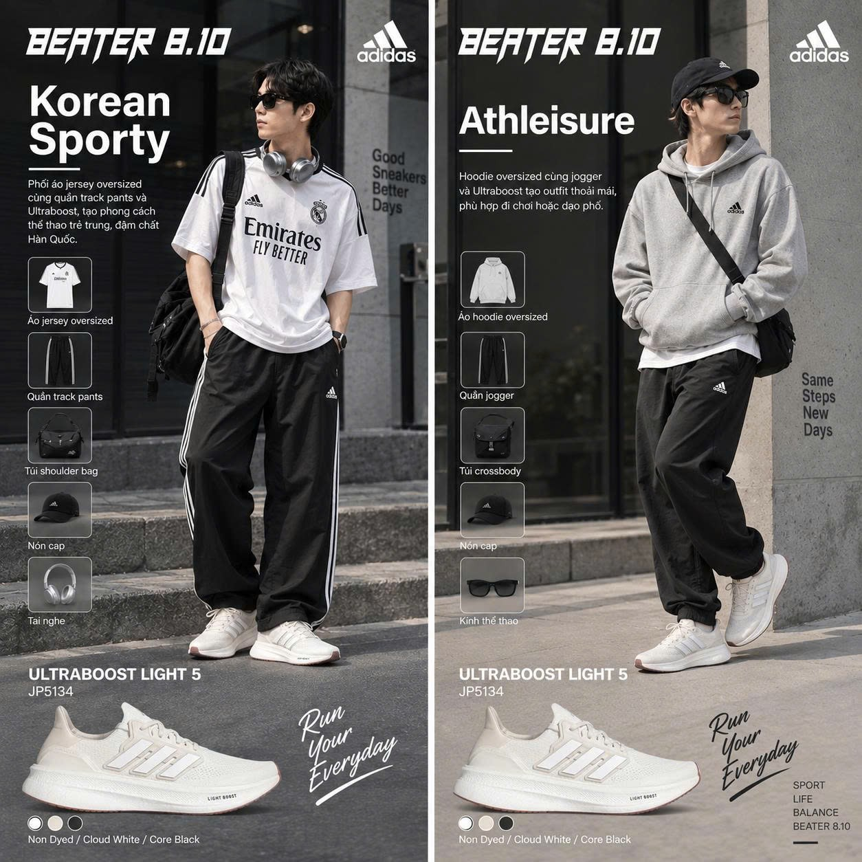 Hai cách phối Ultraboost Korean Sporty và Athleisure