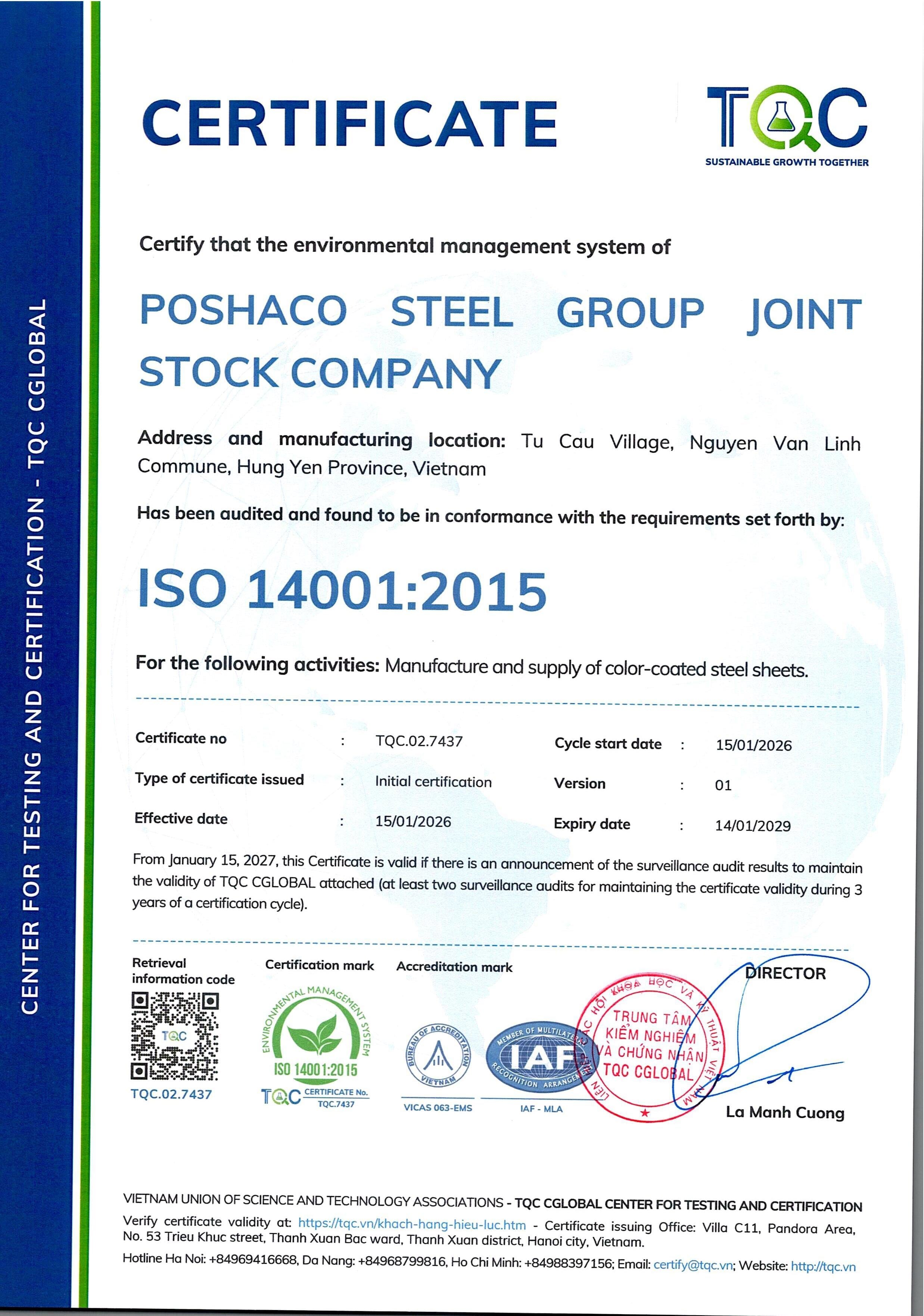 Chứng Nhận ISO 14001:2015