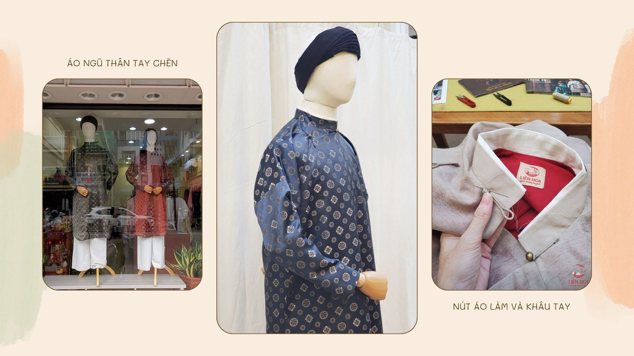 Áo ngũ thân tay chẽn - áo dài dành cho nam giới