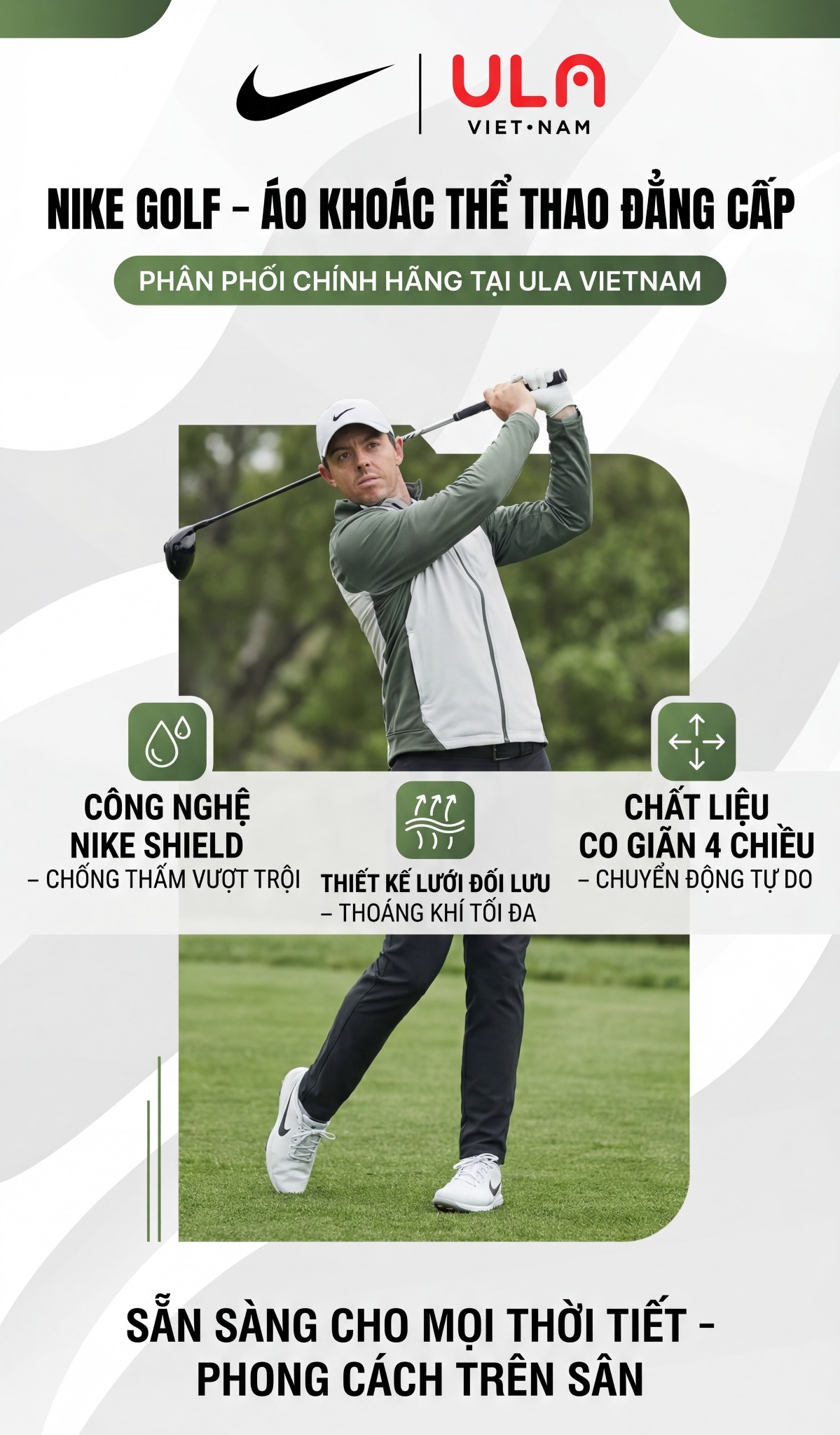 NIKE – ÁO KHOÁC THỂ THAO GOLF CHÍNH HÃNG