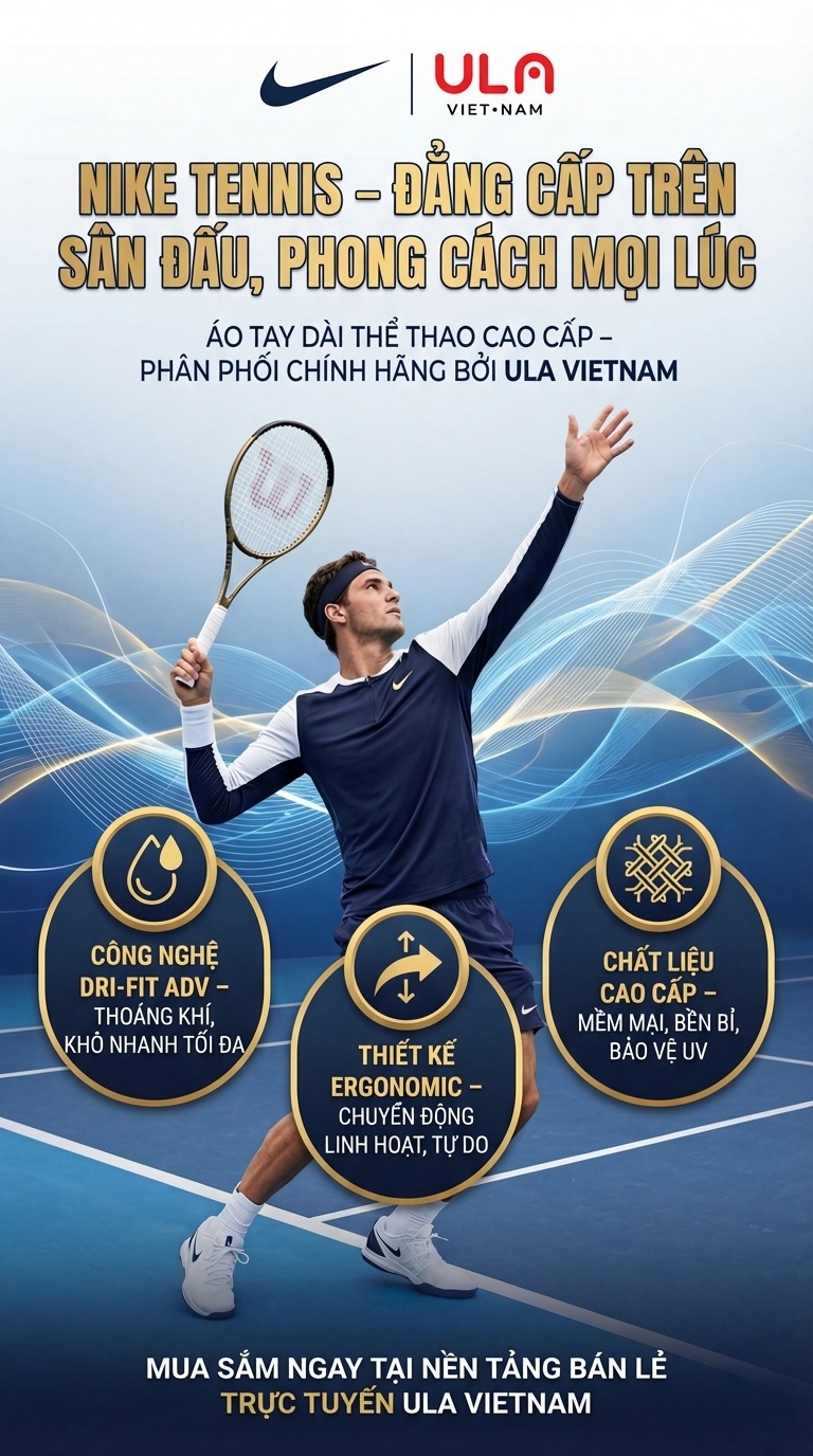 NIKE RA MẮT SIÊU PHẨM MỚI – ÁO TAY DÀI THỂ THAO TENNIS CHÍNH HÃNG