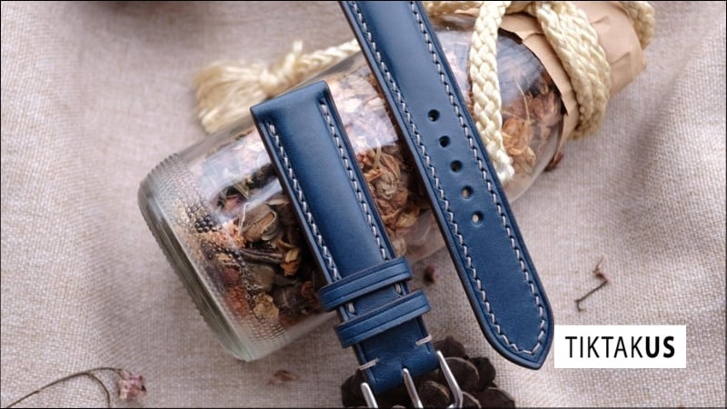 Dây da Bò Handmade TikTakUS Xanh Navy
