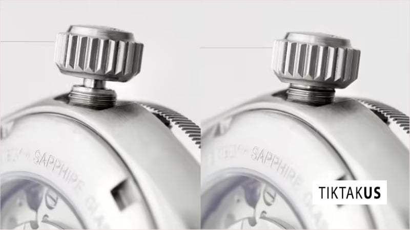 Screw Down Crown là loại núm vặn có ren xoáy để khóa chặt vào thân vỏ đồng hồ