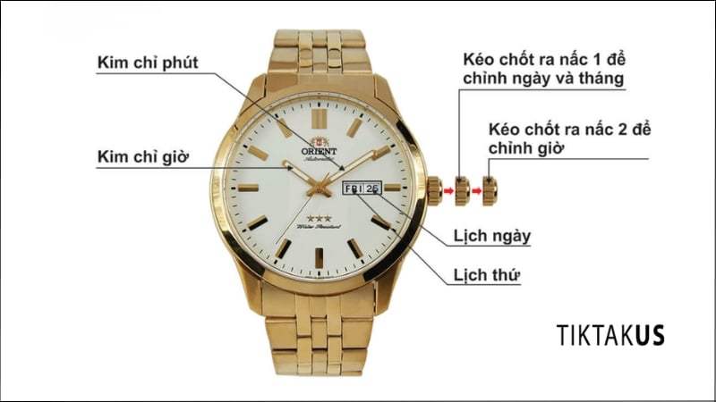 Cách chỉnh đồng hồ 3 kim có lịch ngày