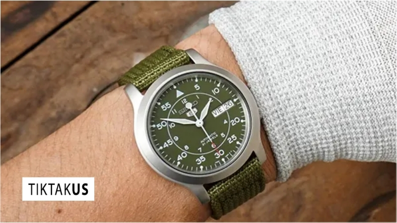 Seiko 5 quân đội dây nato màu xanh lá