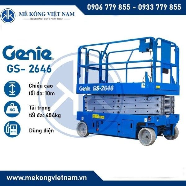 Xe nâng người Genie GS 2646 dòng xe có sàn làm việc rộng rãi, chịu tải tốt