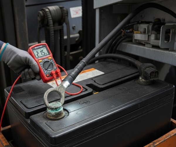 Kiểm tra độ sụt áp trên dây nguồn ắc quy xe nâng người