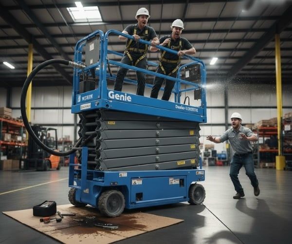 Xe nâng người bị giật gây nguy hiểm khi hoạt động ở trên cao