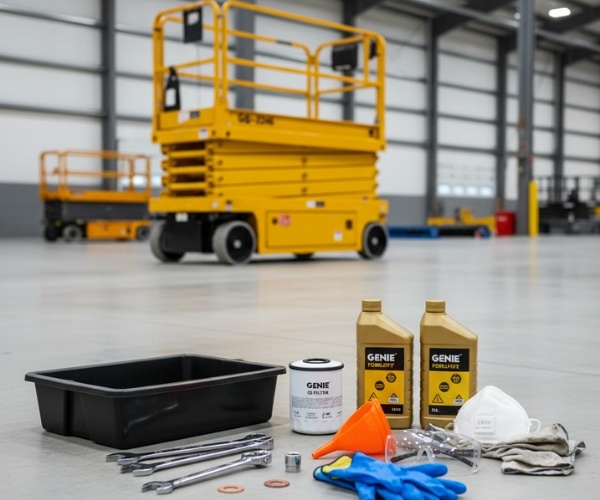 Chuẩn bị đầy đủ các dụng cụ cần thiết trước khi thay nhớt động cơ xe nâng người