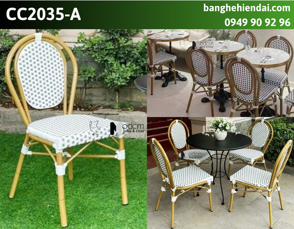 Ghế ăn nhựa giả mây đan sọc caro CC2035A