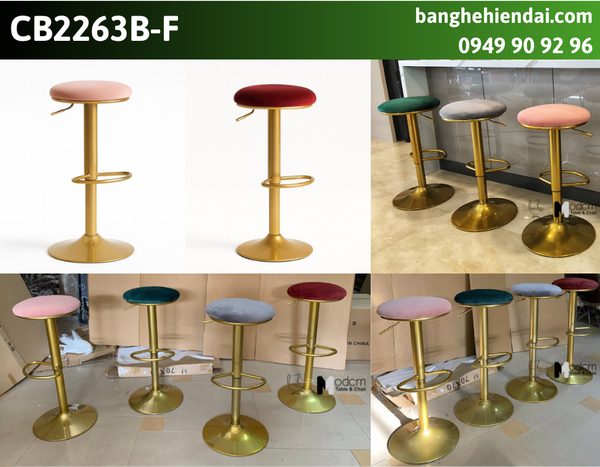 Ghế bar chân nâng hạ nệm vải nhung CB2263B-F