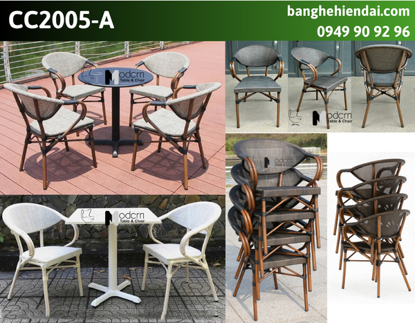 Ghế lưới cafe ngoài trời nhiều màu có tay CC2005-A