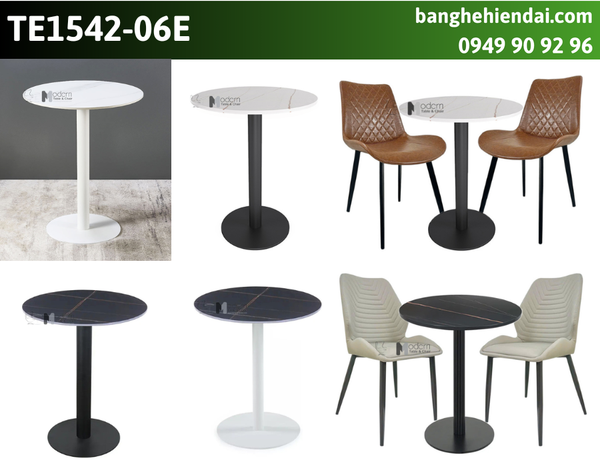 Bàn ăn sân vườn mặt đá tròn TE1542-06E
