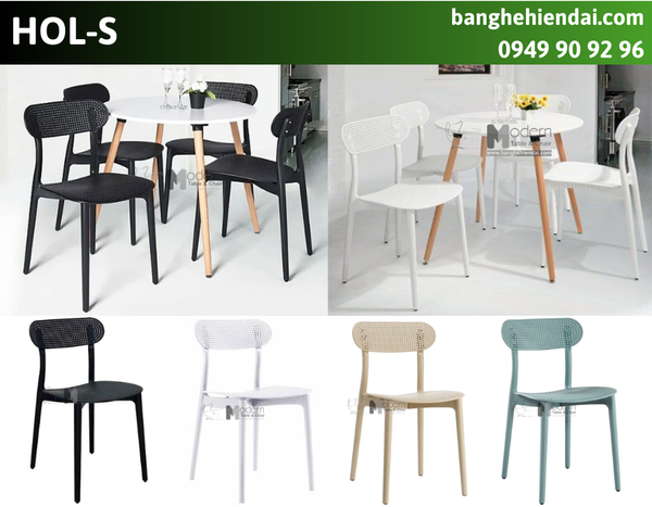 Ghế cafe nhựa đúc mặt ngồi đục lỗ HOL-S