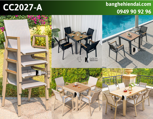 Ghế hồ bơi vải lưới xếp chồng CC2027A