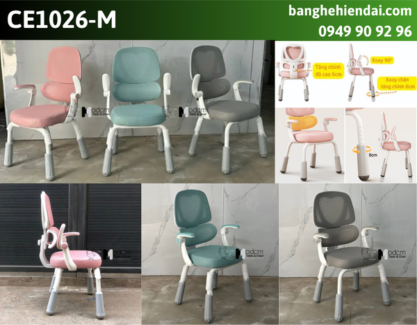 Ghế học sinh xoay tay gập chân cố định CE1026-M