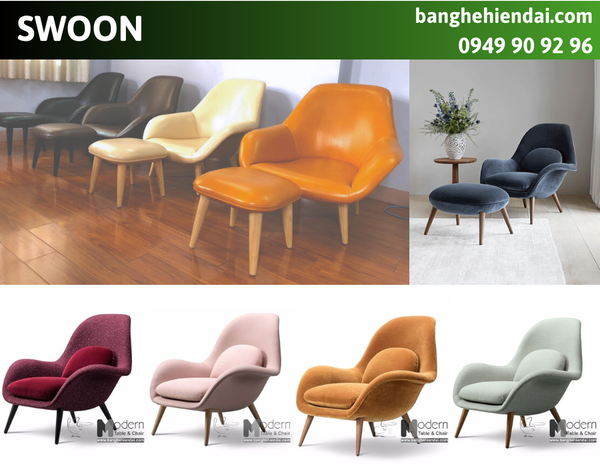 Ghế thư giãn chân gỗ sồi SWOON