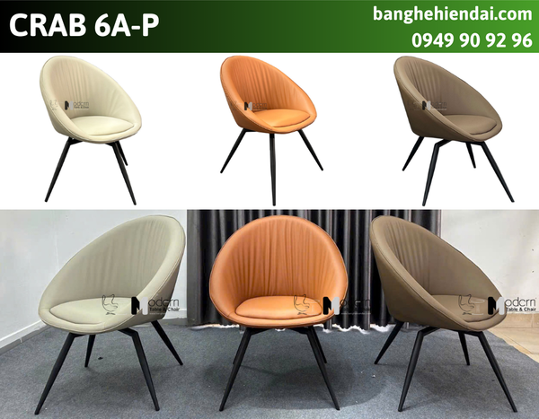 Ghế tiếp khách nệm da thân xoay CRAB 6A-P