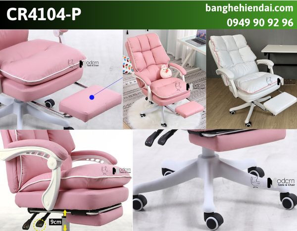 Ghế livestream nệm da có gác chân CR4104-P