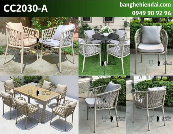 Ghế lưới sân vườn khung đan dây dù có nệm CC2030-A