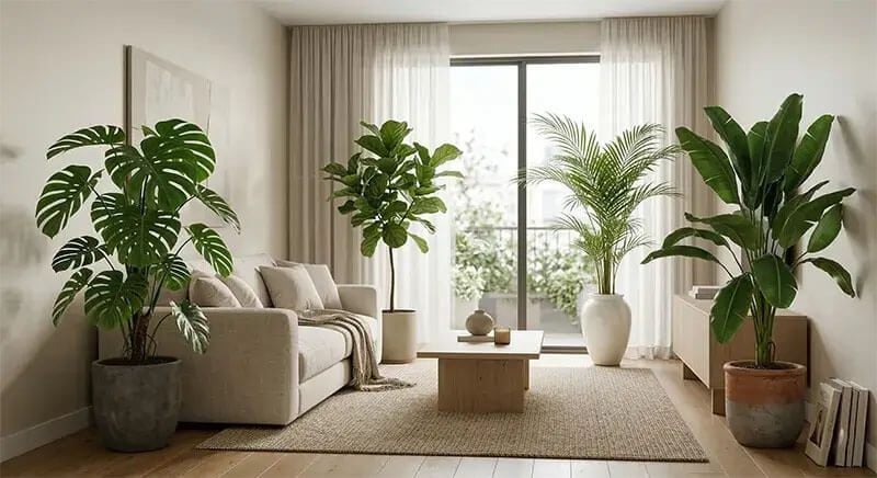 các loại cây giả trang trí phòng khách phổ biến và đẹp như thật