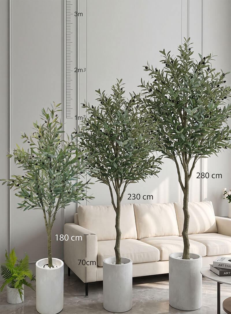 kích thước các size cây ô liu giả phù hợp