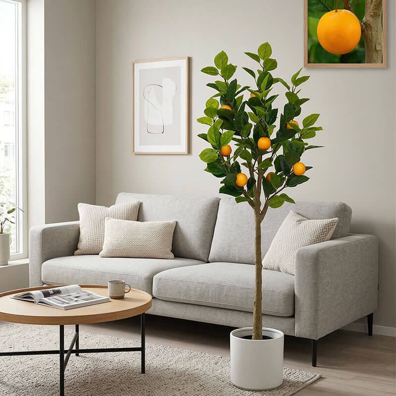 cây giả decor phòng khách đẹp
