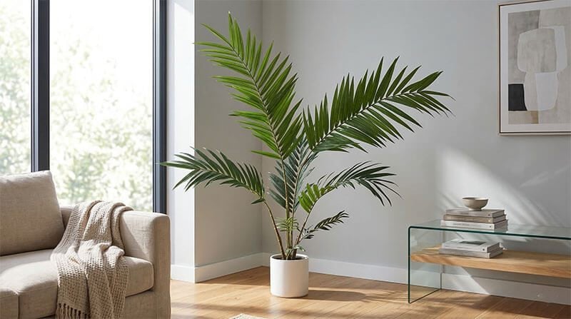 cây cau giả trang trí phòng khách