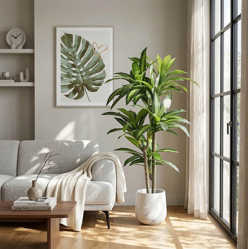 cây giả phòng khách hiện đại