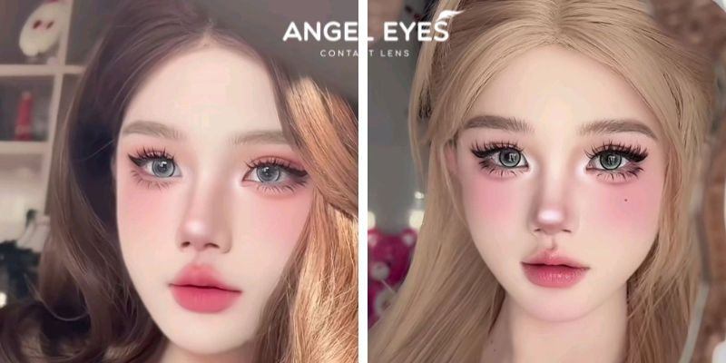 Tóc vàng đeo lens xám tây làm gương mặt nổi bật