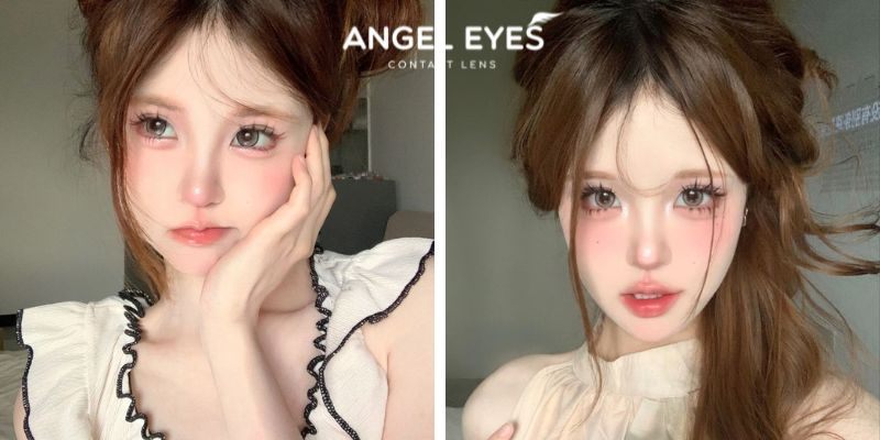 Tóc vàng đeo lens màu sáng thêm phần nổi bật