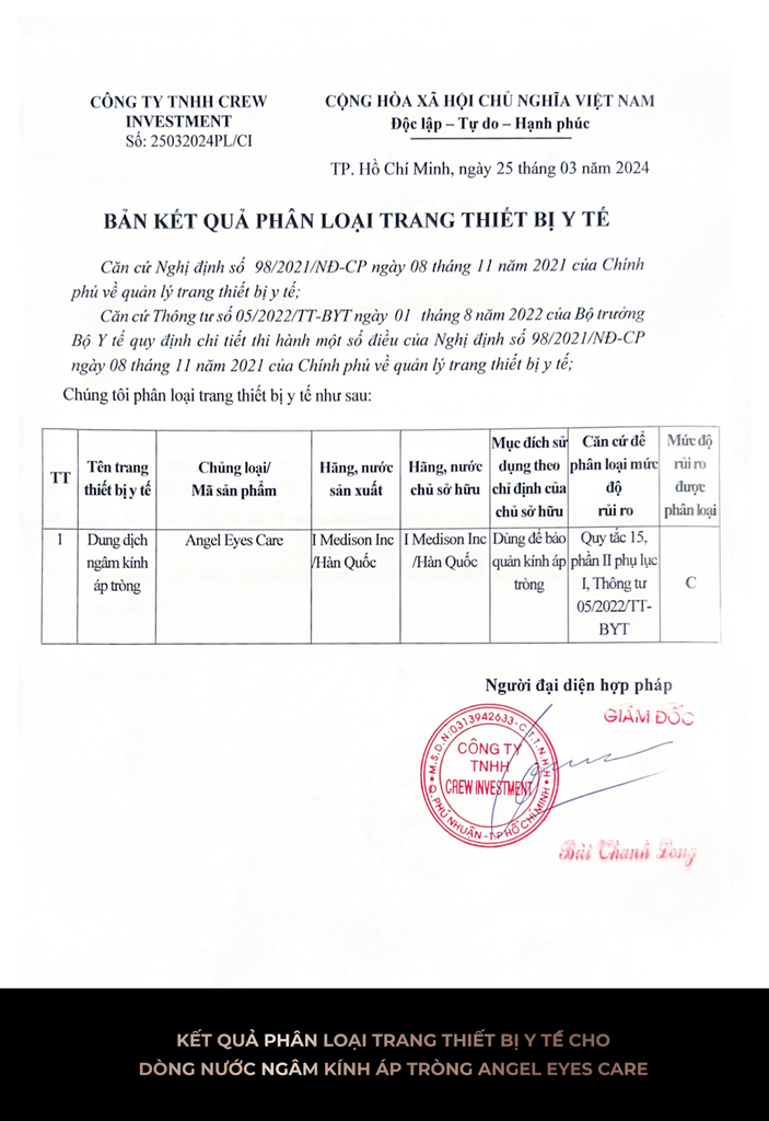 CÁC CHỨNG NHẬN VỀ NƯỚC NGÂM TẠI ANGEL EYES
