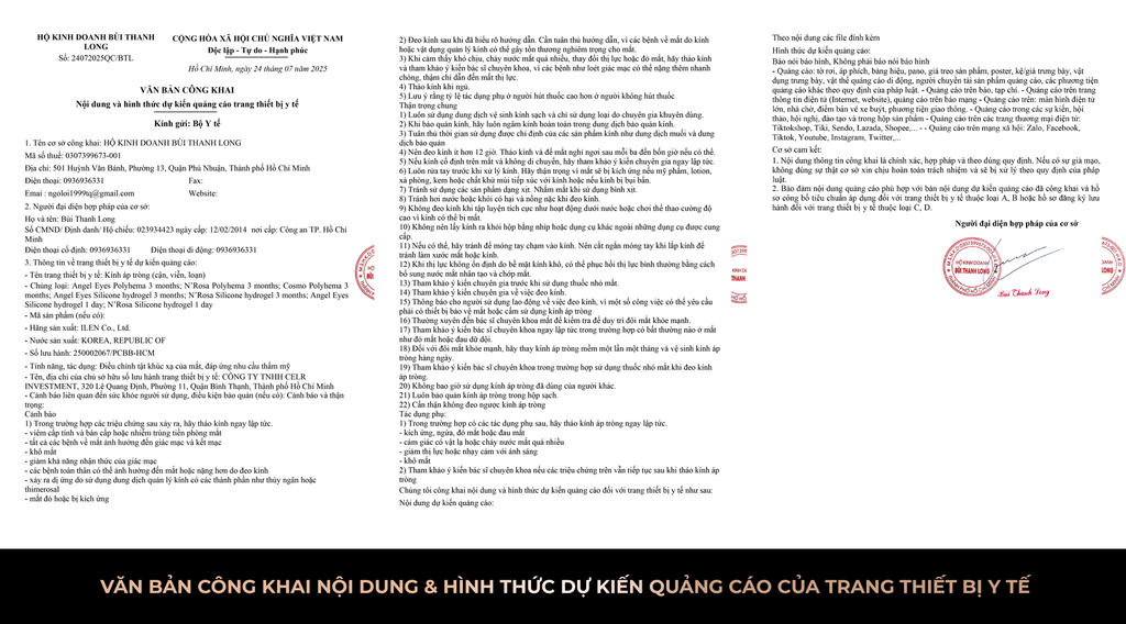 Văn bản quảng cáo trang thiết bị y tế - Angel Eyes