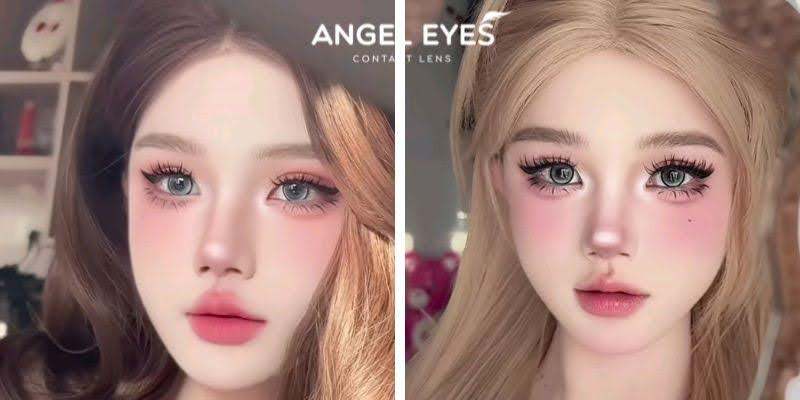 Tóc vàng đeo lens xám tây làm gương mặt nổi bật