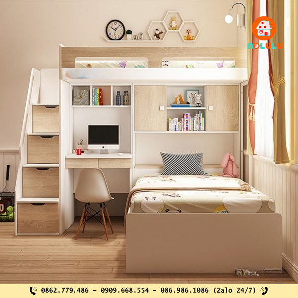 1. Giường tầng kết hợp tủ quần áo đa năng – GT-K90