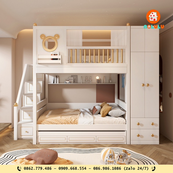 1. Giường tầng kết hợp tủ quần áo đa năng – GT-K90
