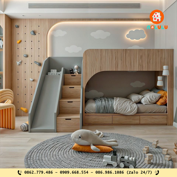 1. Giường tầng kết hợp tủ quần áo đa năng – GT-K90