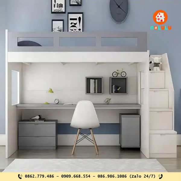 🛏️ Tối ưu căn hộ mini với giường tầng kết hợp bàn học & tủ đồ đa năng