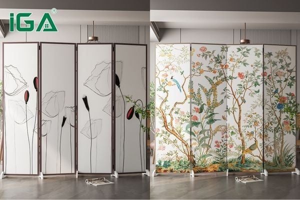 Bình phong dùng để decor phòng hoặc phân tách không gian