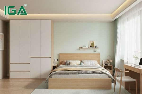 Bố trí giường ngủ có lối đi và giữ khoảng cách nội thất hợp lý