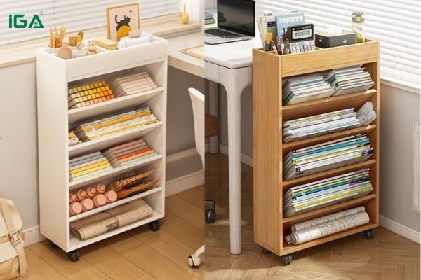 cách bố trí kệ sách trong phòng ngủ