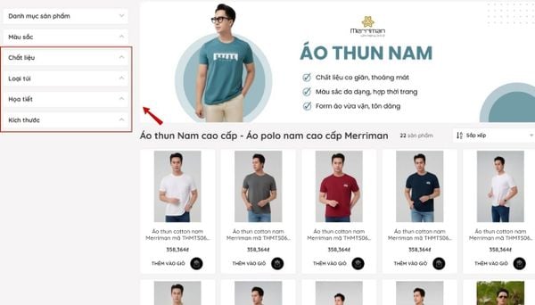 Hướng dẫn sử dụng bộ lọc sản phẩm Merriman