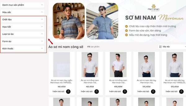 Hướng dẫn sử dụng bộ lọc sản phẩm Merriman