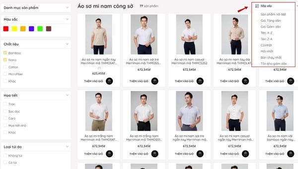Hướng dẫn sử dụng bộ lọc sản phẩm Merriman