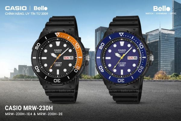 Casio MRW-230H 2 Màu Mới 2026 | Bezel Xoay, Chống Nước 100m | Bello